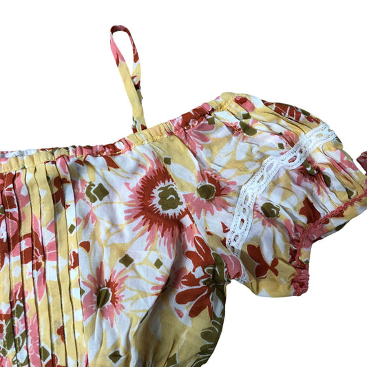 Poupette St Barth Floral Crop Top 4 Years Summer Off Shoulder Yellow