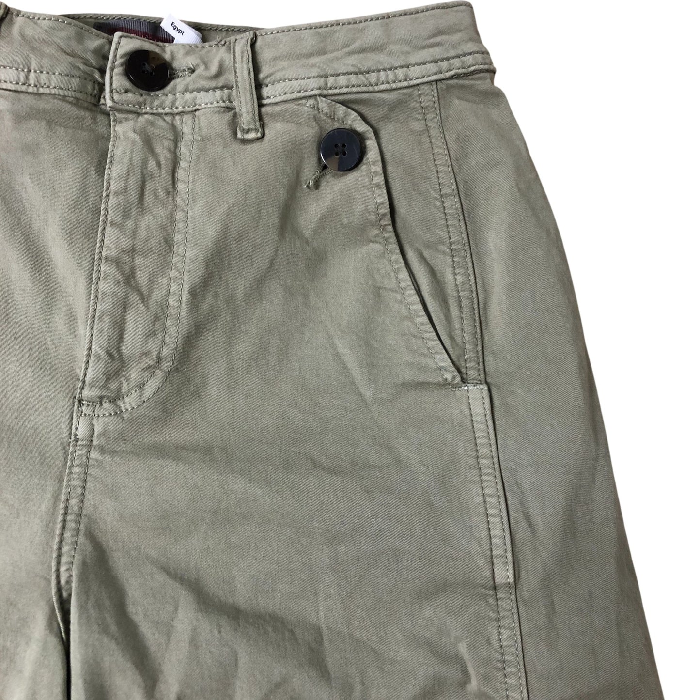 Khaki Washed Barrel Chino Trousers Size 8L