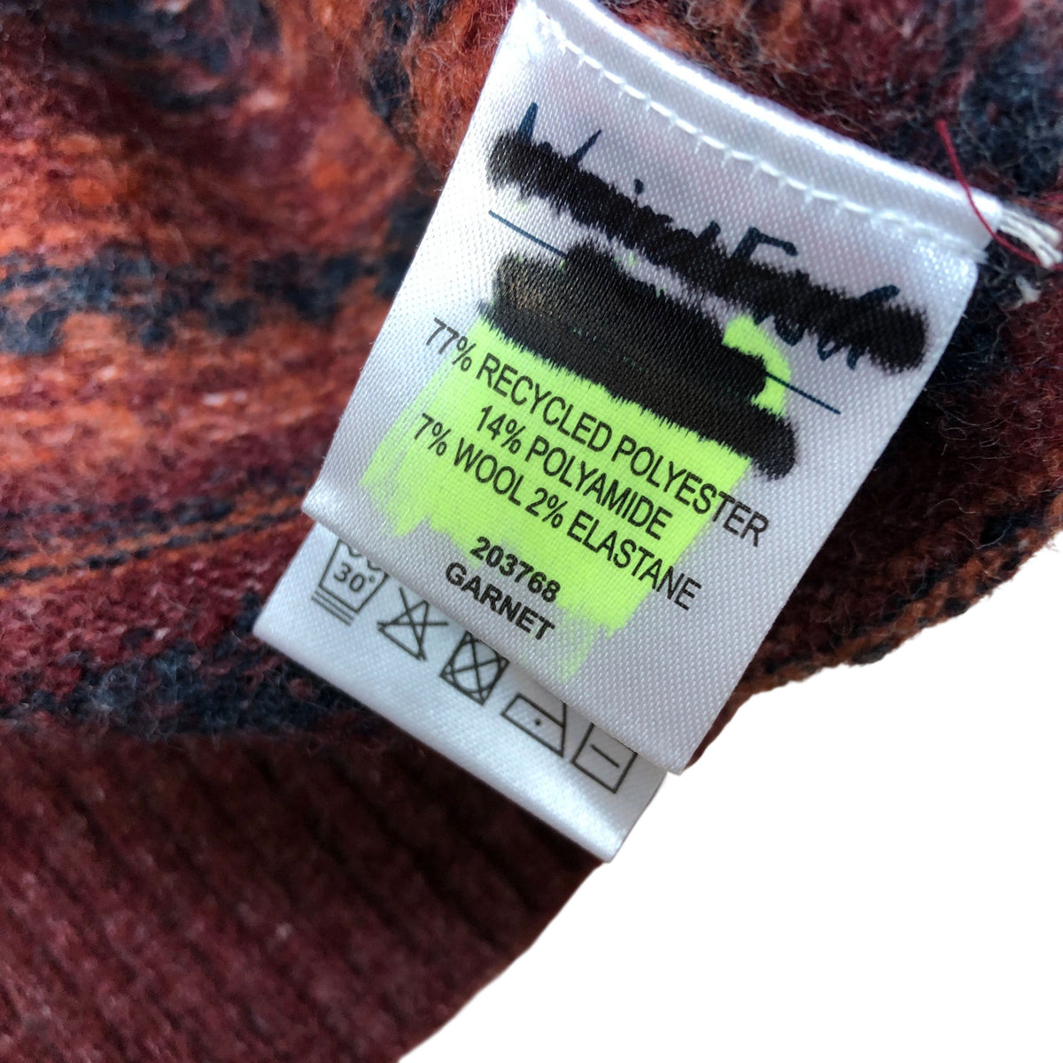 Weird Fish Zip Neck Garnet Striped Knit Wool Blend Sweater Size M