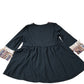 Girl's Tunic Top Black Colourful Embroidered Long Sleeve 12 Years