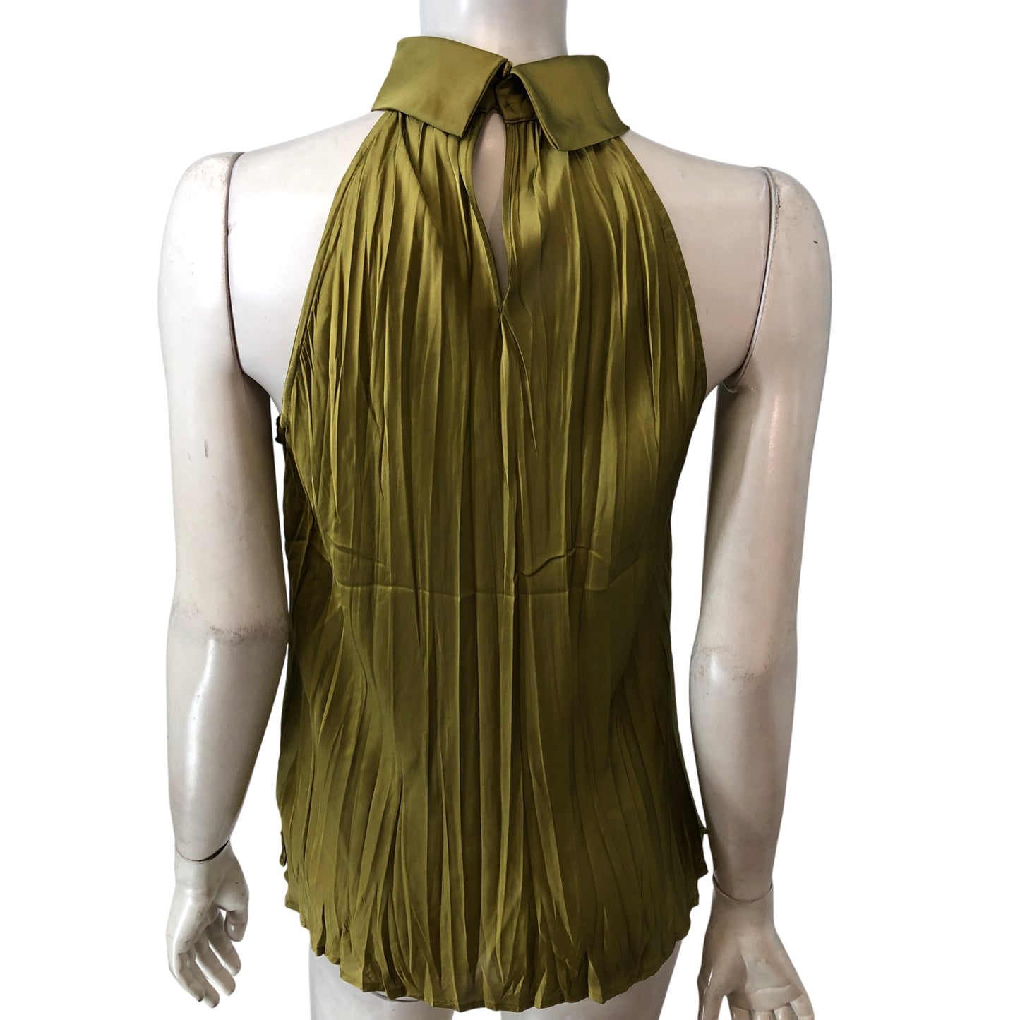 Rivers Island Studio Halter Neck Top Size 10 Women's Khaki Pleated Design