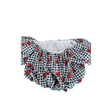 River Island Off Shoulder Top UK7 8yrs Women's Gingham Floral Puff Sleeve