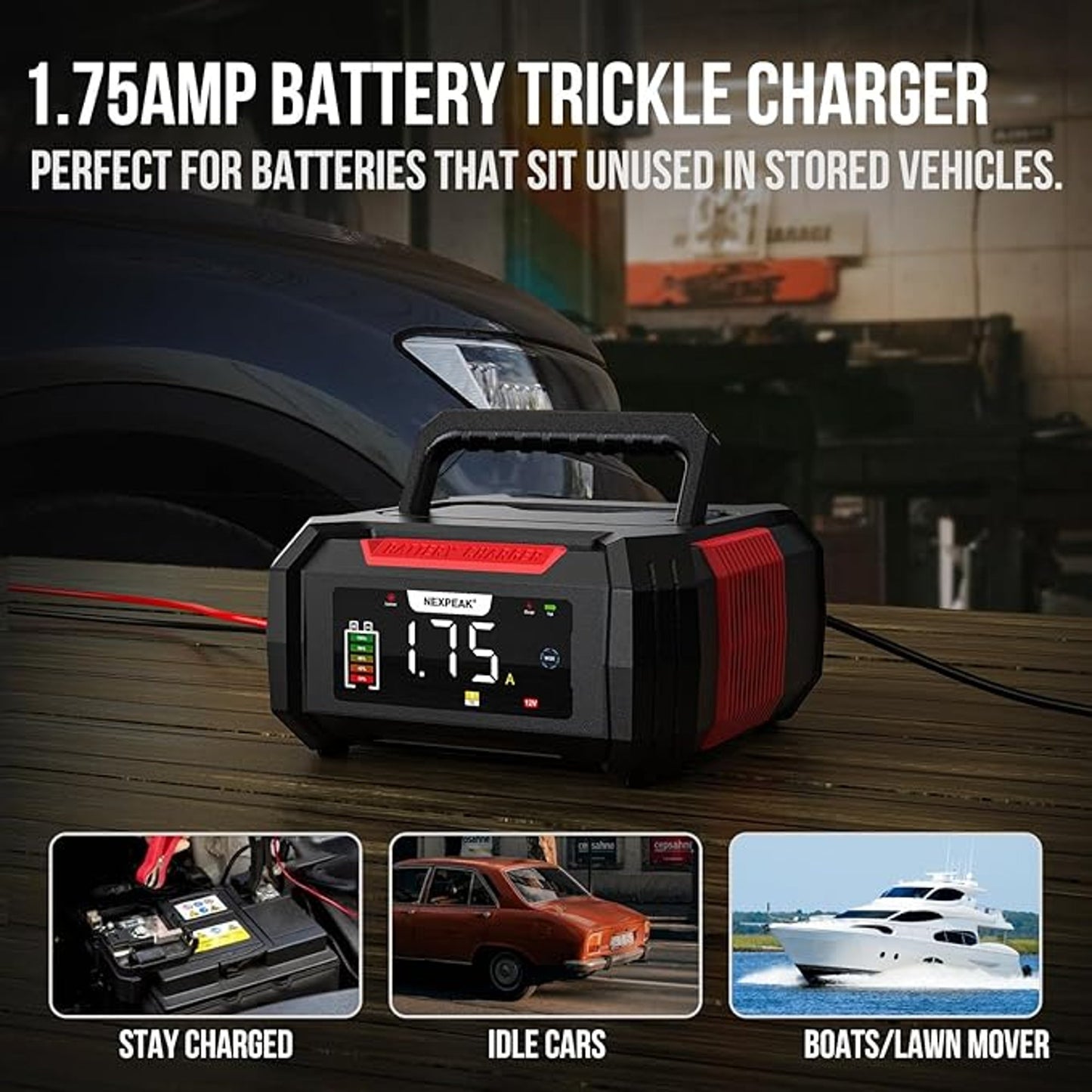 15Amp Car Battery Charger, NEXPEAK NC315 12V 15A/24V 8A Smart Charger Battery