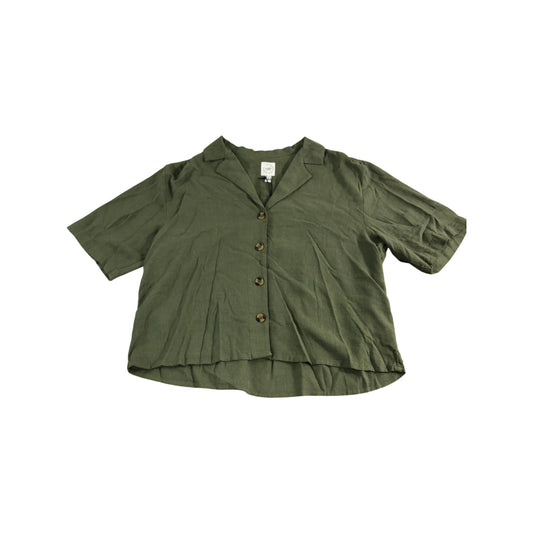 River Island Green Short Sleeve Shirt UK M Women's Lightweight Casual Top