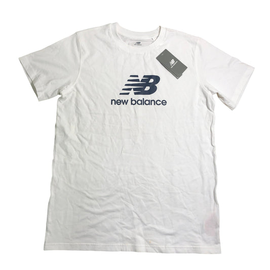 New Balance 15-16Y White Short Sleeve Logo T-Shirt Boys Sportswear Activewear