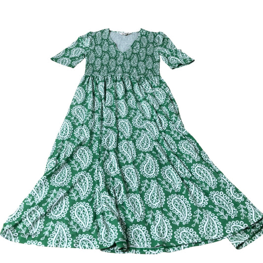 Boden Bethany Smocked Jersey Dress Women's Green Leaf Print UK4