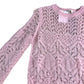 Knit Sweater UK Medium Women's Pink Lace Finish Cropped Sleeve Jumper