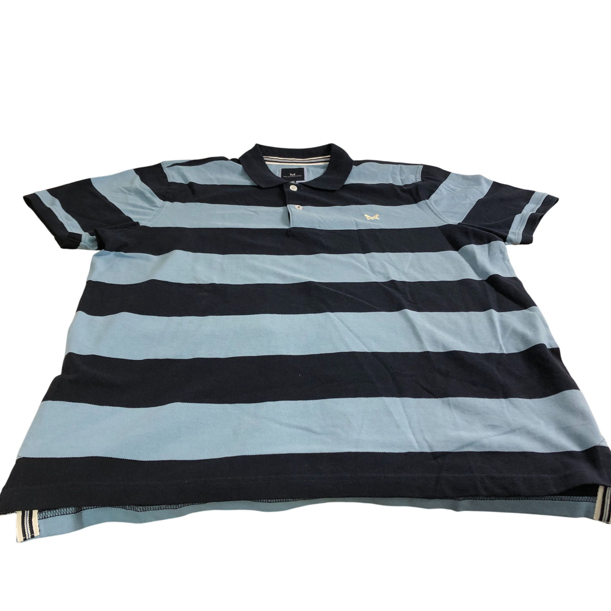 Crew Clothing Polo Shirt XXL Men's Striped Design Blue Light Blue