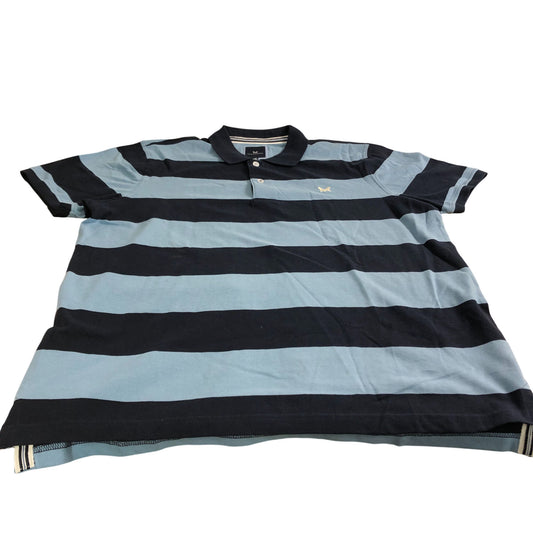 Crew Clothing Polo Shirt XXL Men's Striped Design Blue Light Blue