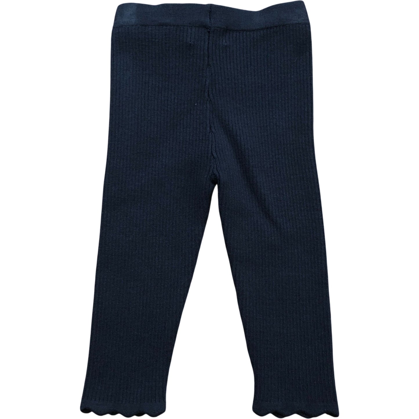 Rylee & Cru Ribbed Leggings 3-6 Months Girls Navy Scalloped Hem