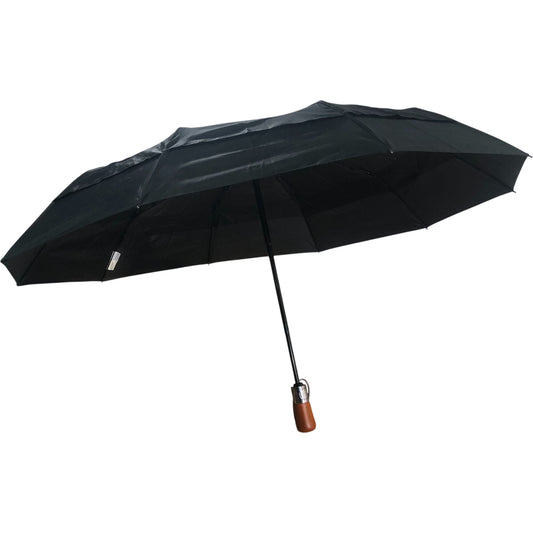 LFLY Black Automatic Folding Umbrella Travel Size Compact Waterproof