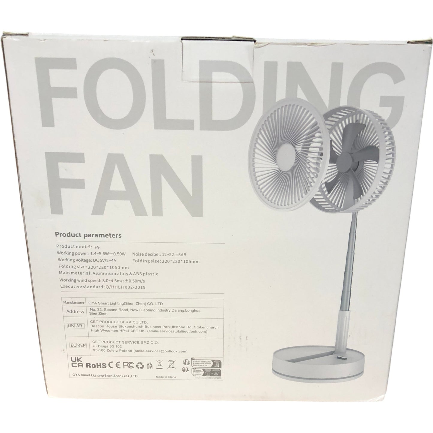 LBSTP F9 Folding Fan with Remote Control Battery Operated Desk Fan Portable