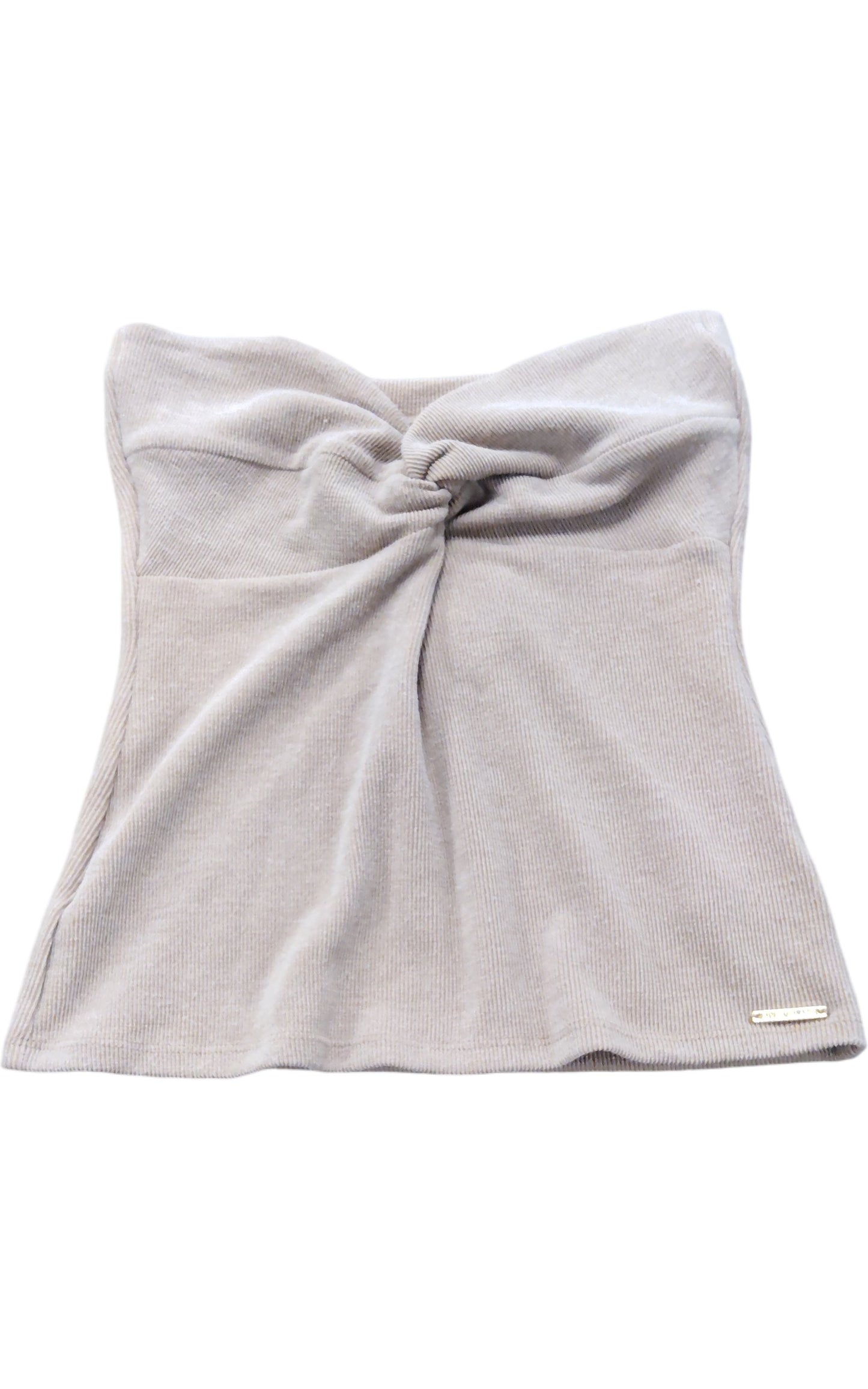 River Island Women's Knitted Bandeau Top UK10 Size 36 Beige Ribbed Knitwear