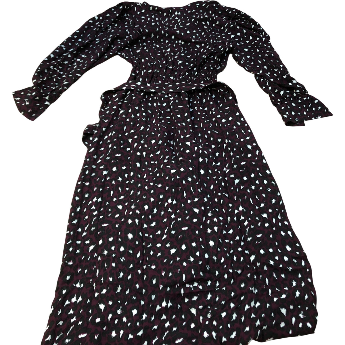 Baukjen Leopard Print Dress UK6 Women's Long Sleeve Viscose Flowy Maxi