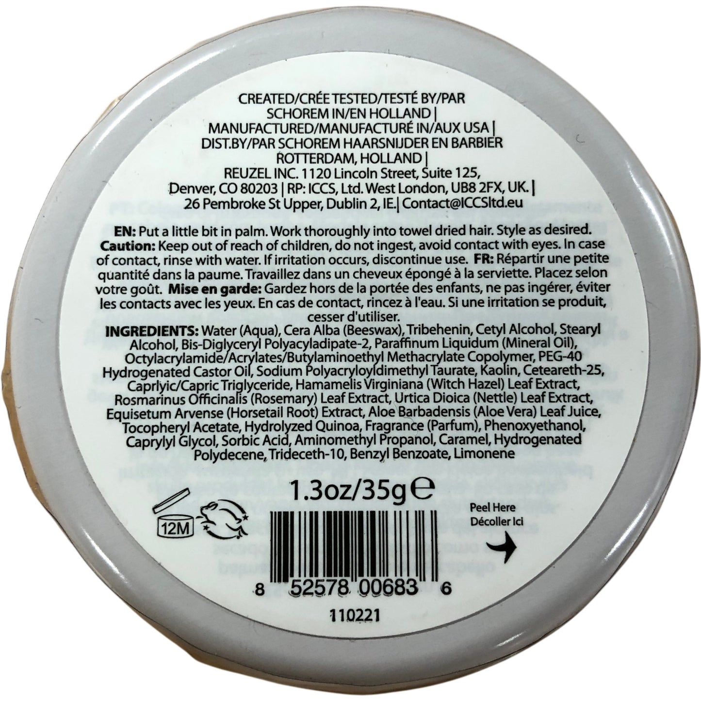 REUZEL Holland's Finest Pomade 35g Clay Matte Hair Styling Product