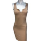 River Island Beige Ribbed Dress UK8 Women's Sleeveless Bodycon Style