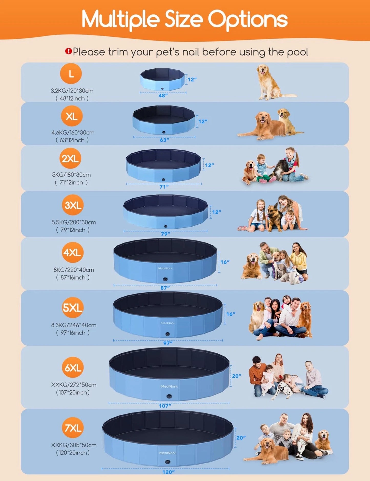Meowant Octagonal Pet Pool 5XL Waterproof Durable Animal Bathing Pool Outdoor