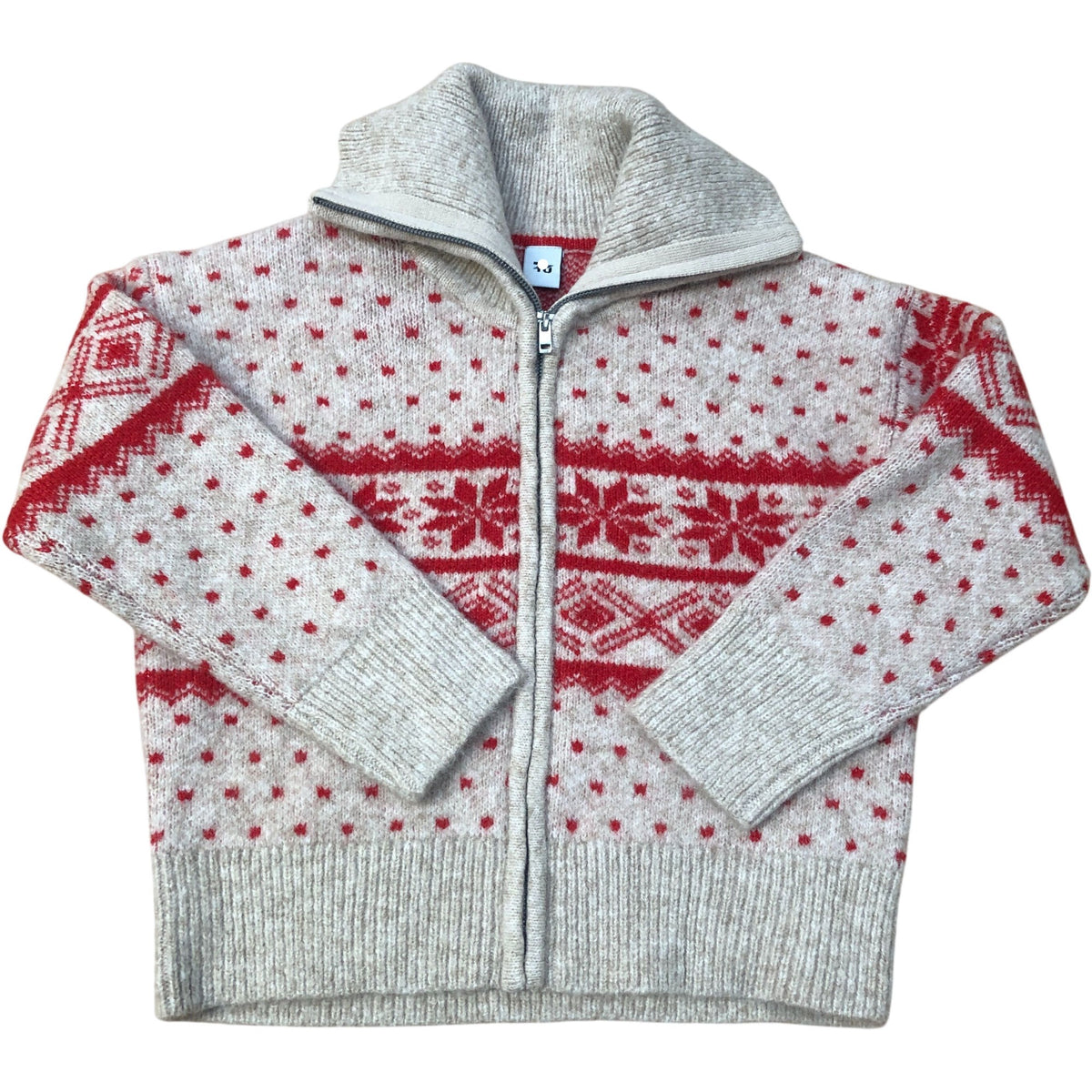 Kids Wool Blend Fair Isle Knit Zip Cardigan 7 Years