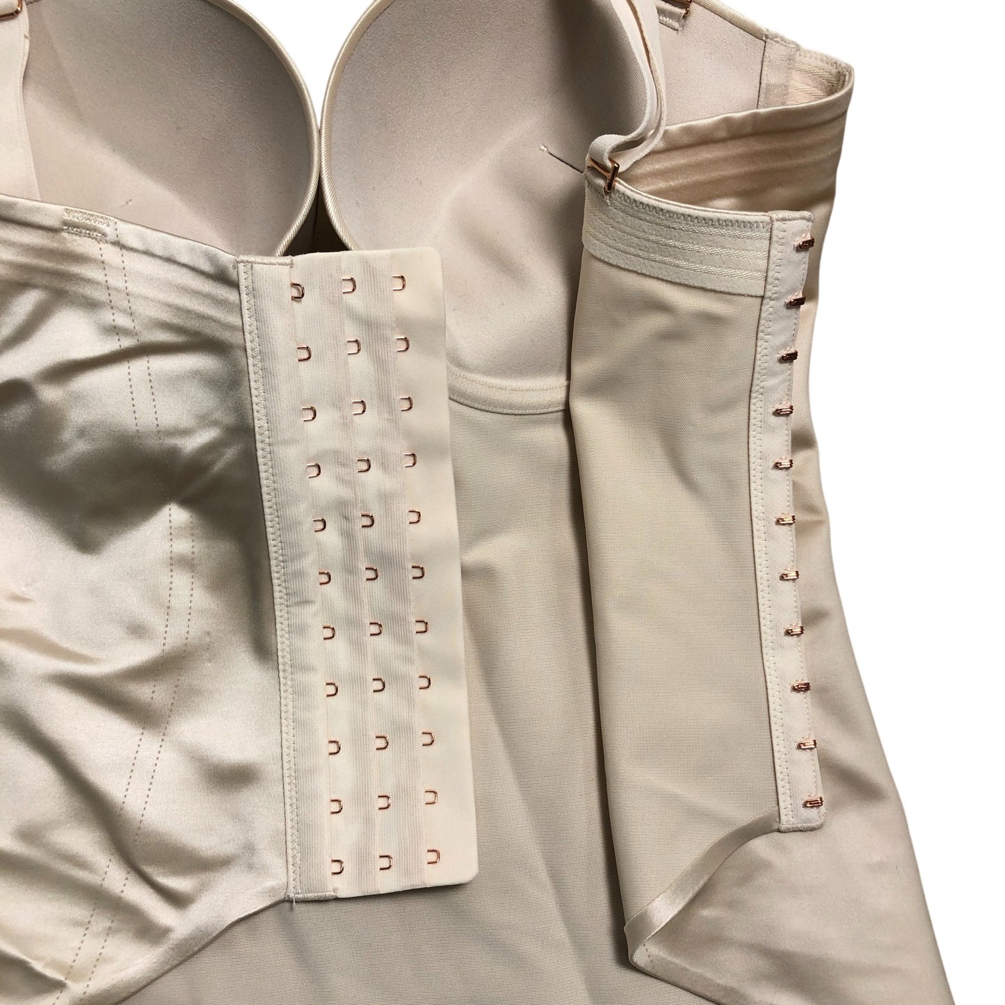 Women's Basque Corset UK34D Satin Cream Full Cups Adjustable Straps