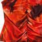 River Island UK16 Women's Ruched Tank Top Red Orange Abstract Print