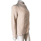 SAOL Ladies Side Zip Cardigan New Wool Blend Cream Cable Knit Sweater Size Large