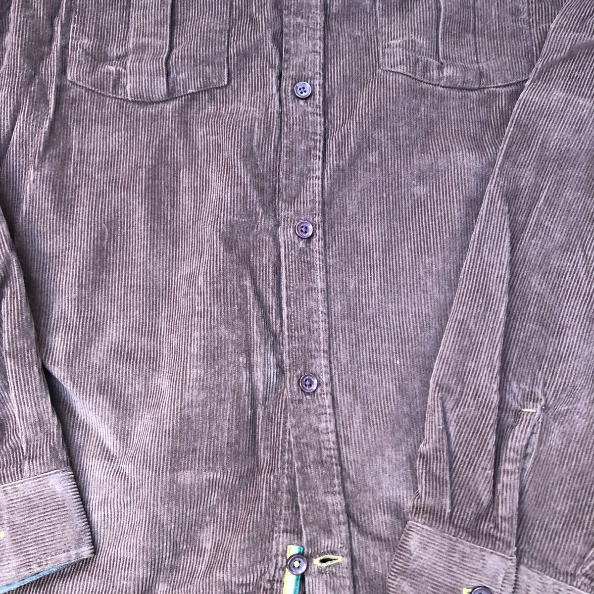 Casual Long Sleeve Shirt Men's Cotton Brown Corduroy Size XL
