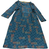 Floral Print Dress UK12 Women's Long Sleeves Blue