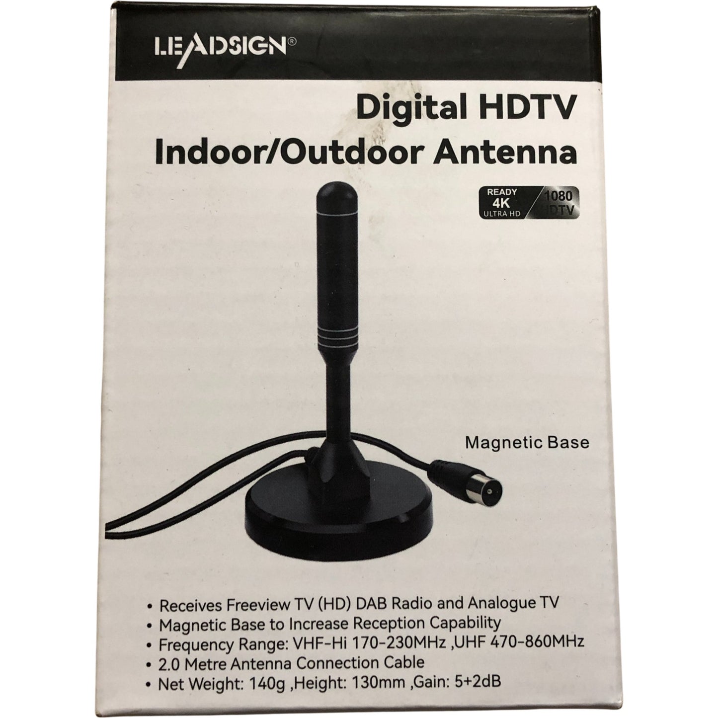 LeadSign Digital HDTV Indoor Outdoor Antenna 4K Freeview DVB-T Magnet Base