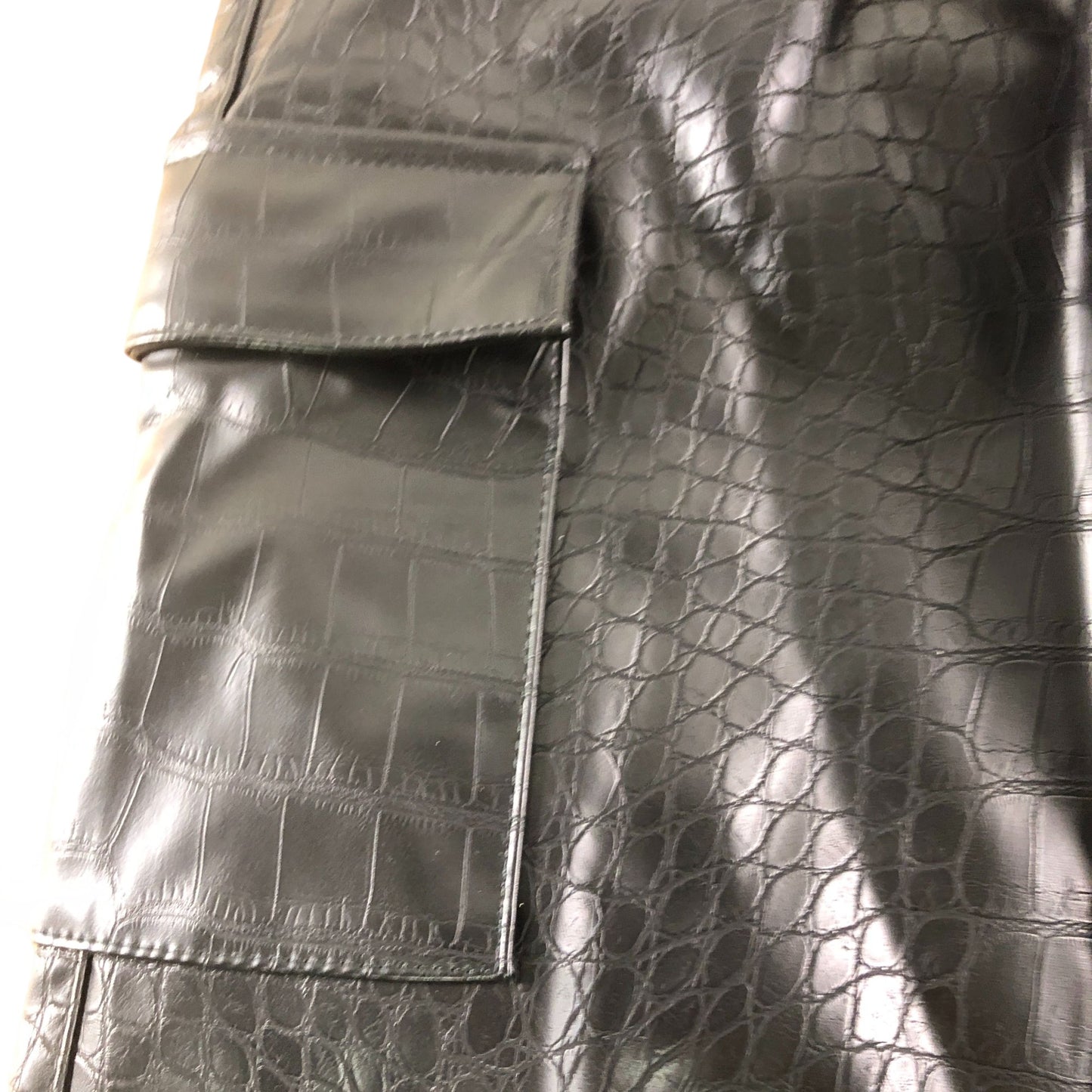 River Island Black Crocodile Effect Trousers Cargo Style 7 Years