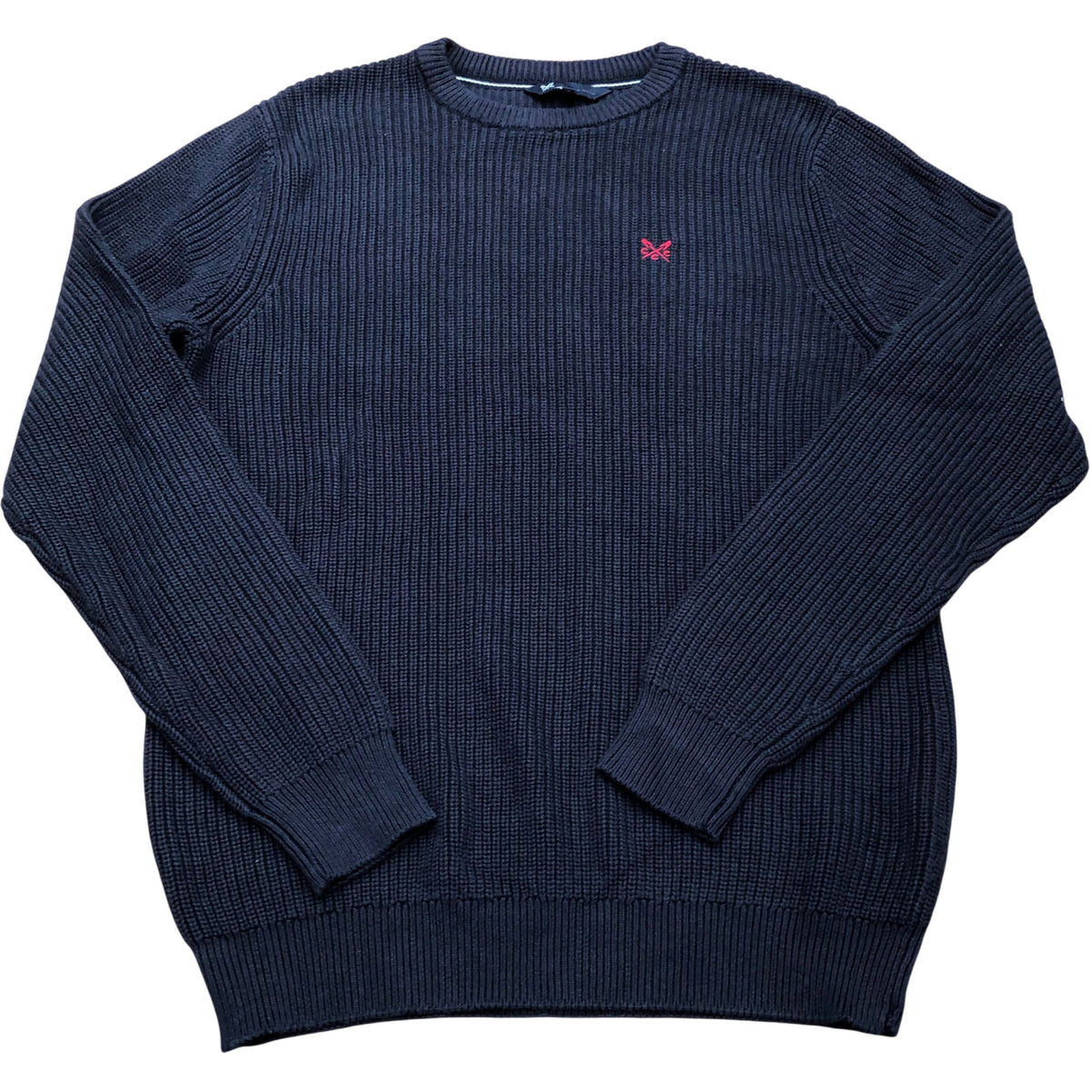 Crew Clothing Company Navy Ribbed Crew Neck Sweater
