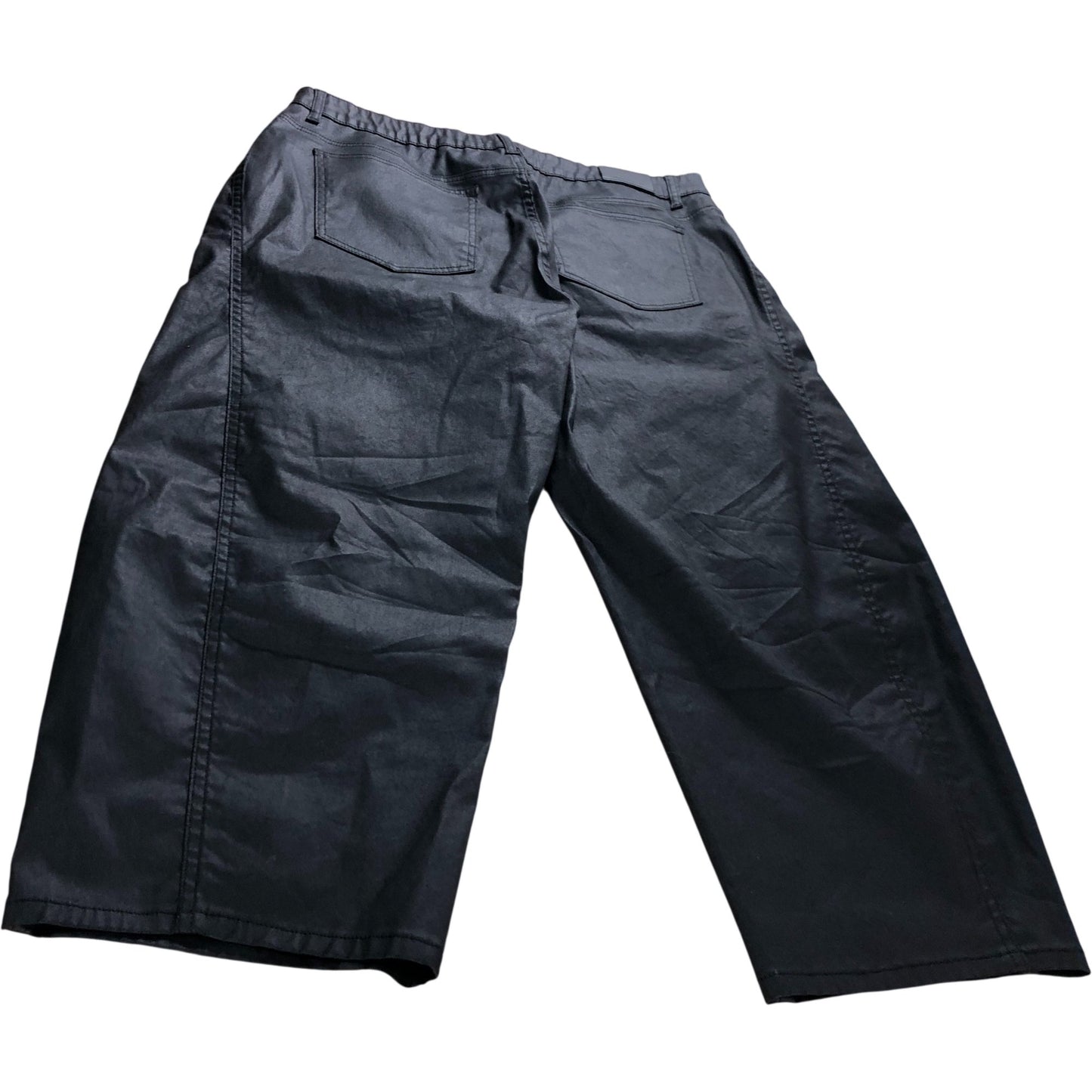 Branded Black Coated Barrel Jeans - Size 18S
