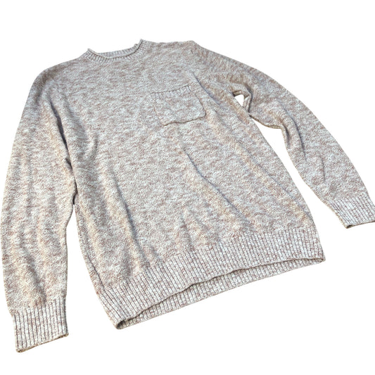 Sweater Knit Top Long Sleeve Crew Neck Pocket Popcorn Small