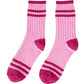 Pink and Burgundy Sporty Stripe Supersoft Socks One Size - Two Pack