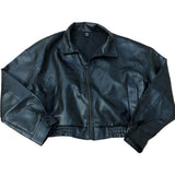 Dazy Black Vegan Leather Cropped Jacket Size L