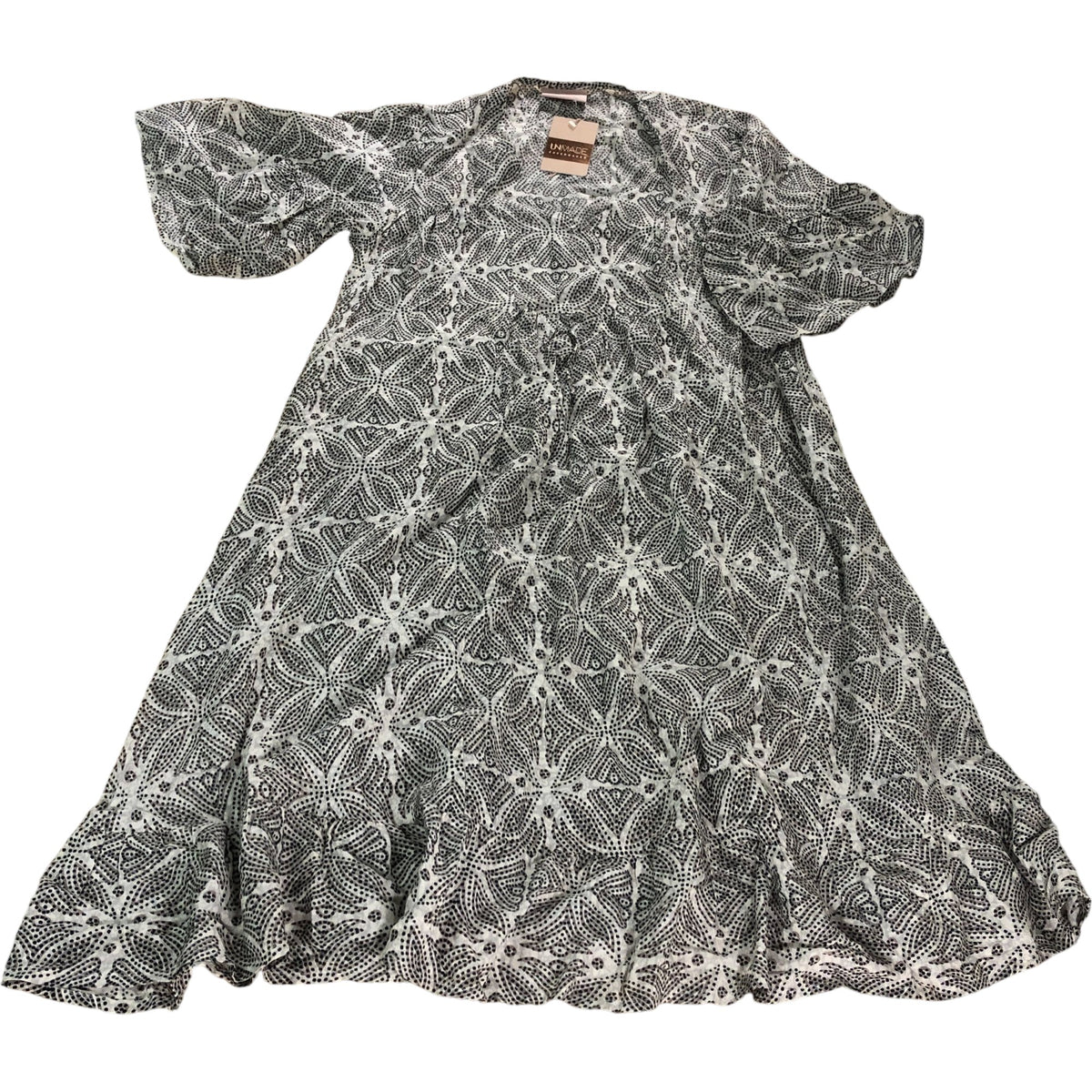 Unmade Copenhagen Dress Size S-M Women's Printed Viscose Midi Puff Sleeve