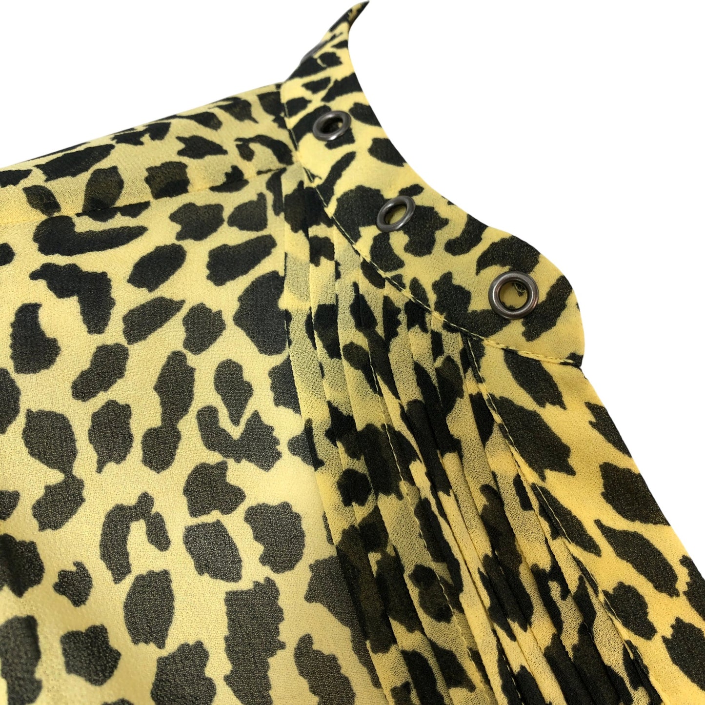 Leopard Print Blouse UK12 Women's Long Sleeve Polyester Yellow Black