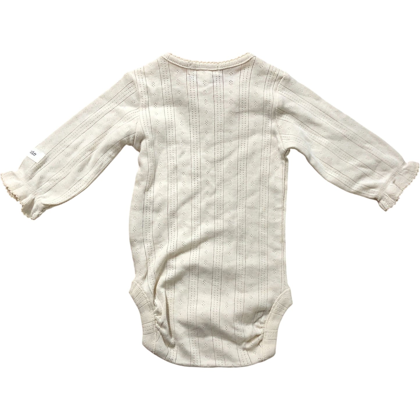Newbie Cream Baby Bodysuit 1-2 Months Long Sleeve Cotton Button Up