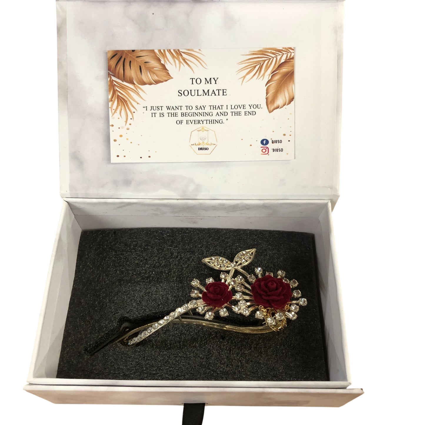 Diuso Rose Hair Clip Elegant Floral Design Gold Tone Women's Accessory