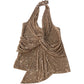 River Island UK12 Women's Sequin Halter Neck Top Sparkly Party Wear Blush