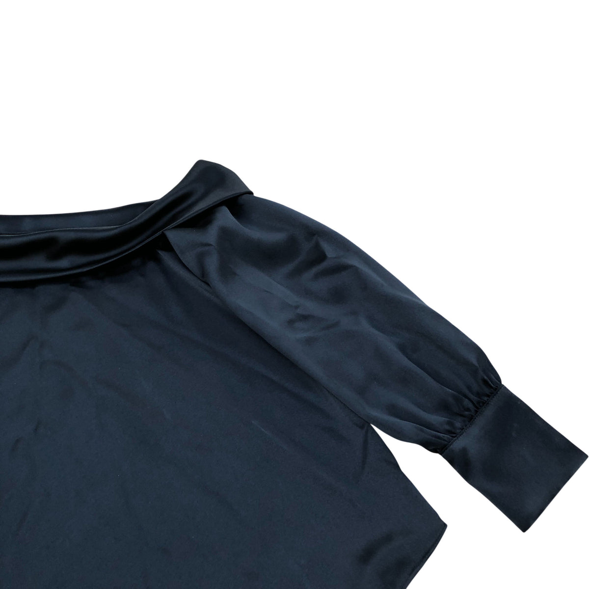 River Island Off The Shoulder Blouse UK Size 8 Women's Long Sleeve Black Satin
