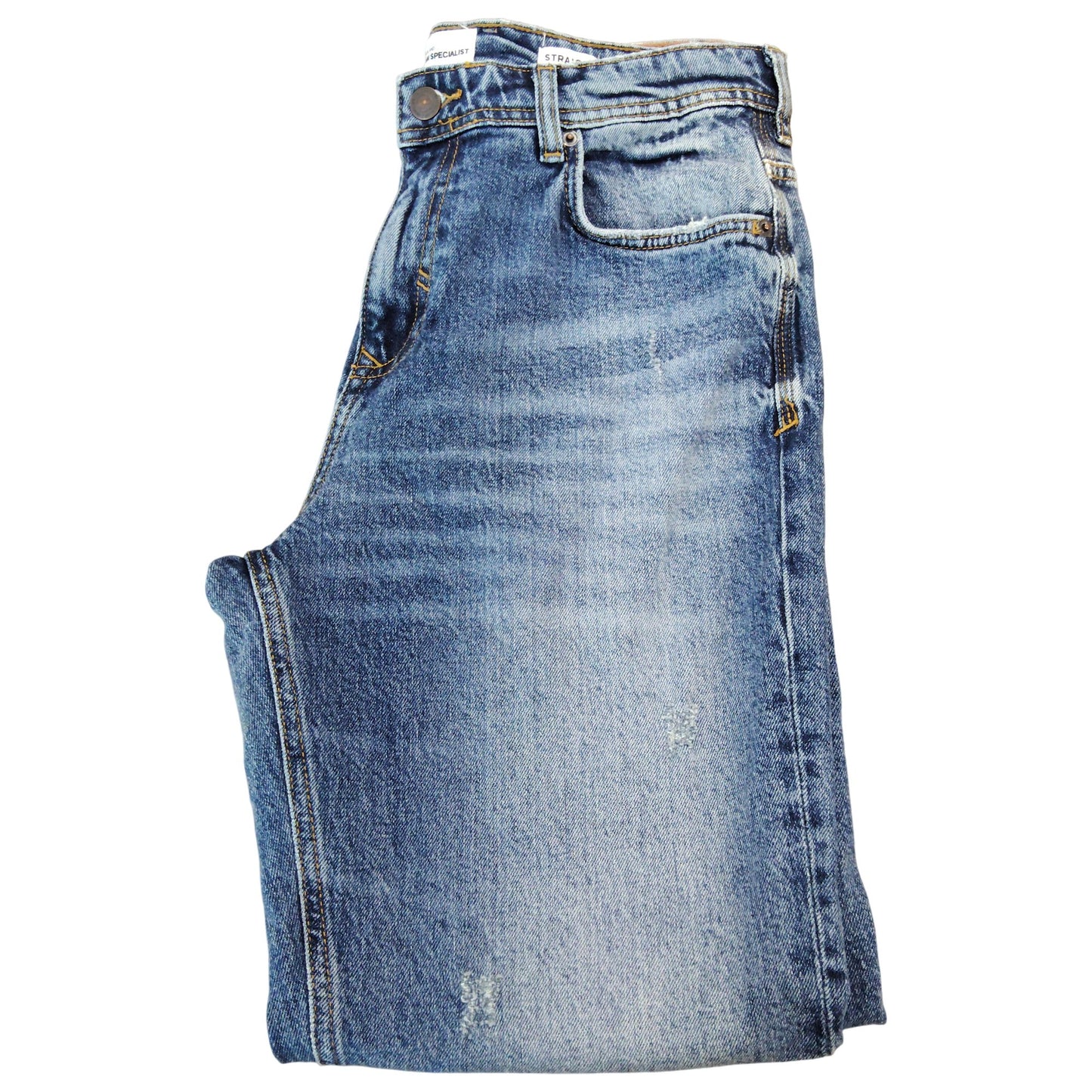 River Island Straight Leg Jeans UK34 Men's Mid Rise Blue Denim Trousers