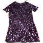 Sequin Dress UK12 Women's Burgundy Short Sleeve Party Wear Sequin Detail