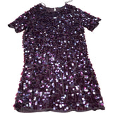 Sequin Dress UK12 Women's Burgundy Short Sleeve Party Wear Sequin Detail