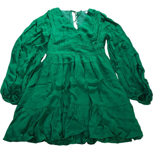 Branded Green Ruched Mini Dress - Size 10