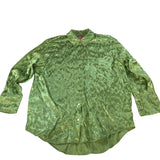 River Island Green Satin Long Sleeve Shirt Women's Button Up Pocket Style UK8