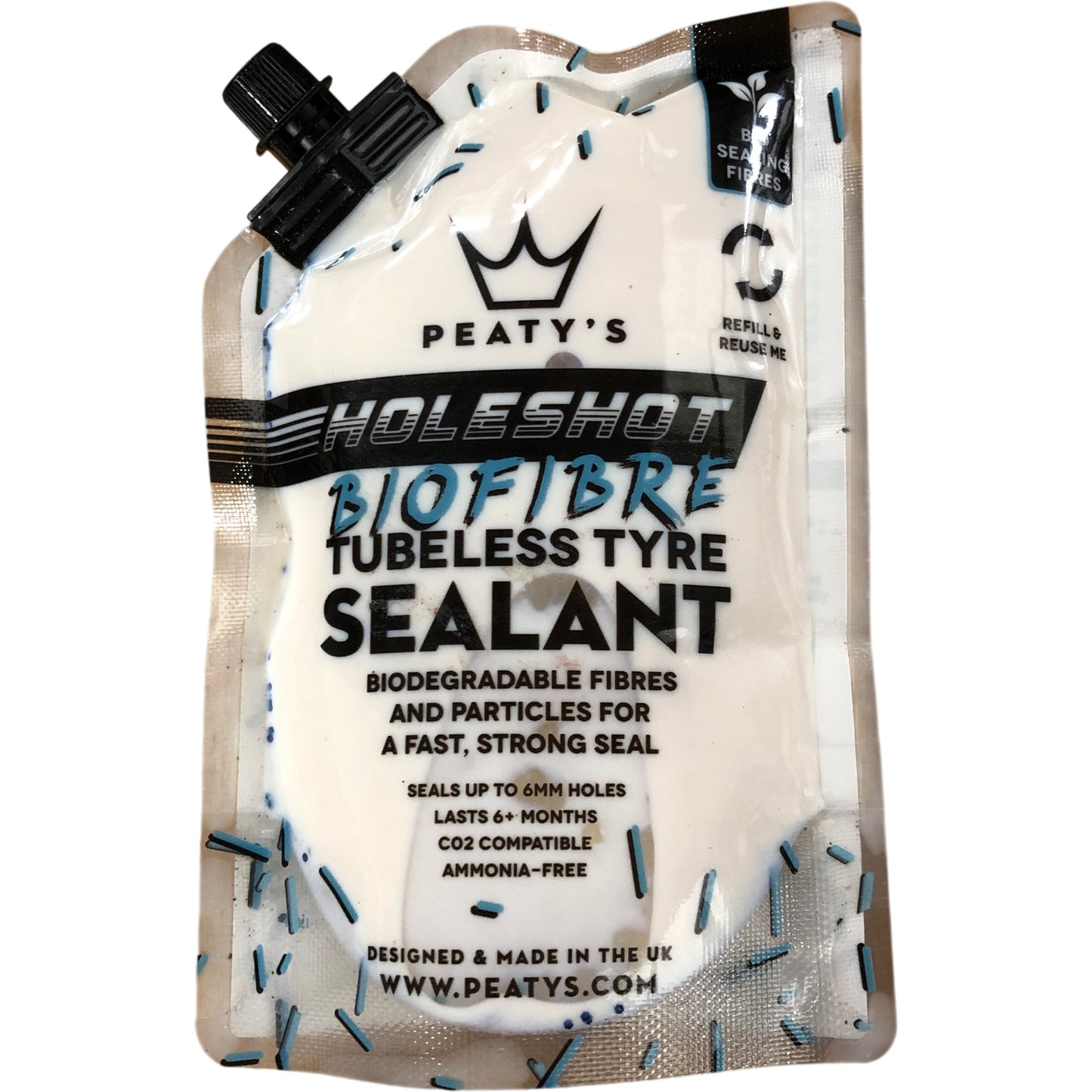 Peaty's Holeshot Biofibre Tubeless Tyre Sealant 120ml C02 Compatible AmmoniaFree