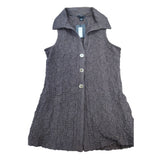 Dark Brown Sleeveless Shirt UK8 Women's Button-Up Crinkle Textured Fashion