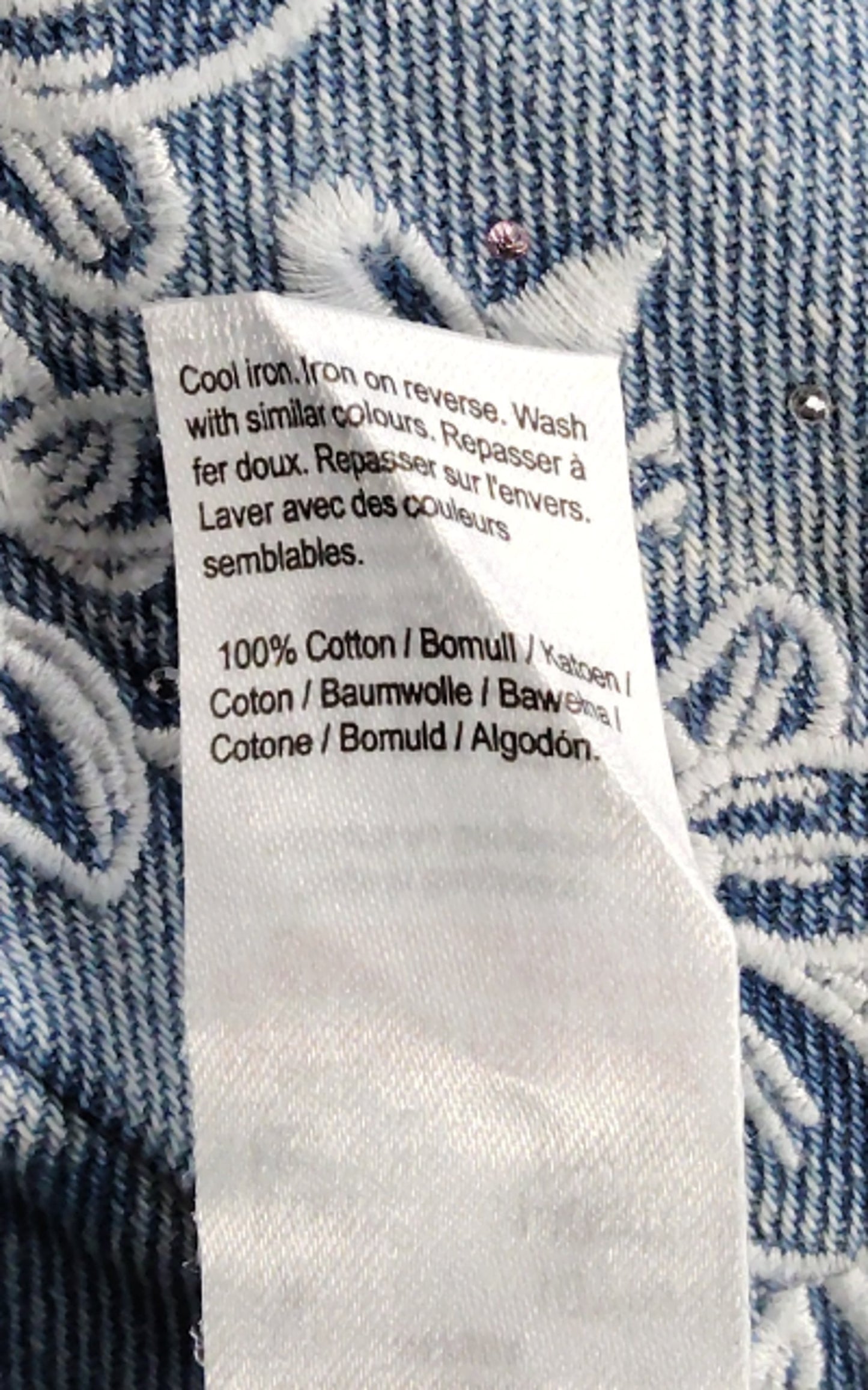 River Island Denim Sleeveless Top 10Yrs Women's Floral Embroidered Blue