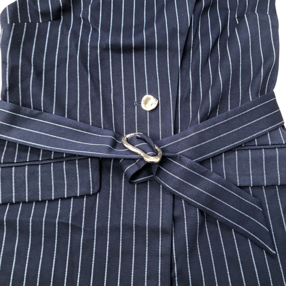River Island Pinstripe Jacket Women's Sleeveless Belted Formal Style