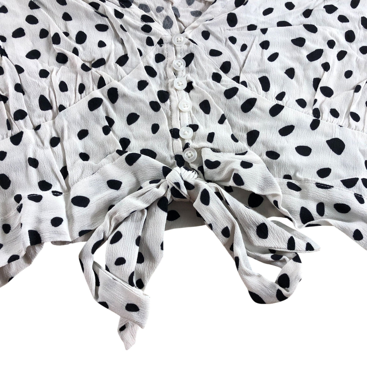 Dancing Leopard UK14 Women's Cropped Blouse White Polka Dot